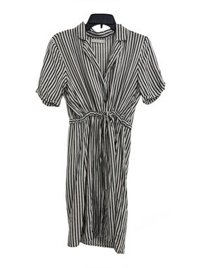 Pigalle Striped Short-Sleeve CinchTie-Waist Midi Dress Sz 38 (US8)